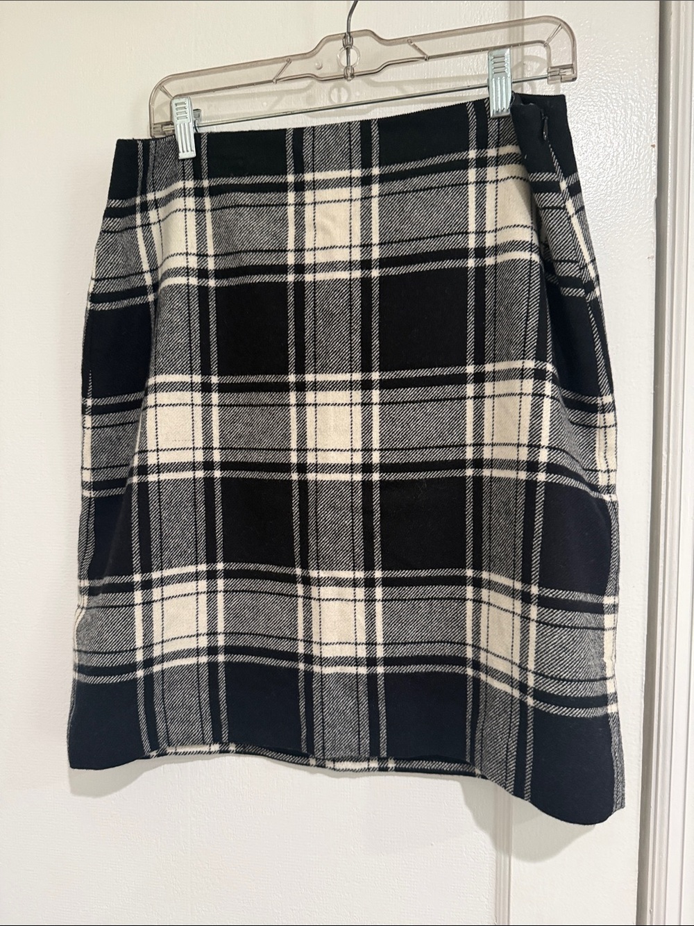 Talbots Black and White Plaid Pencil Skirt